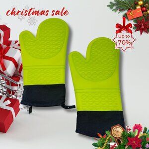 Silicone Oven Mitts Heat Resistant Silicone Oven Gloves with Soft Inner Lining